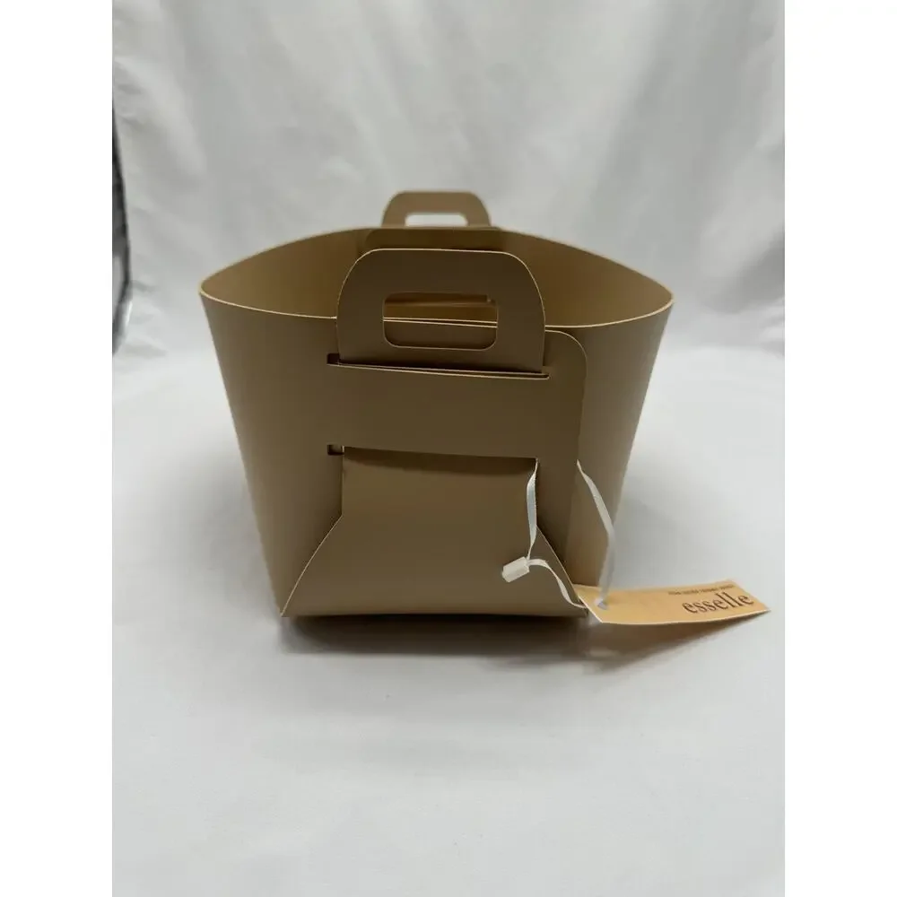Esselle Vegan Leather Foldable Basket, Beige, Set of 4 NWT